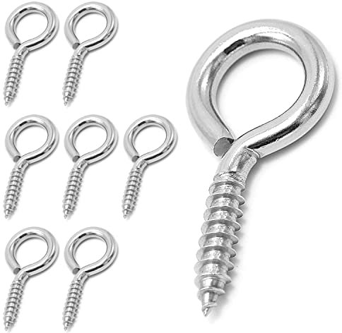 8 Stück 304 Edelstahl-Ösenschrauben, 6,3 cm M6 robuste Ösenhaken, Schraubhaken für Holz, Sicherung von Kabeldrähten, rostfrei, selbstschneidende Ösenschrauben für den Innen- und Außenbereich (8)