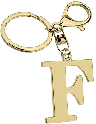 Edelstahl Gold Buchstabe A-Z Schlüsselanhänger für Damen Herren, Initiale Buchstabe Anhänger mit Schlüsselring, Charms für Schlüsselrucksack Tasche, Gold-f, Durchschnittliche Größe