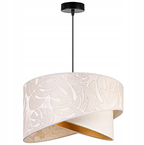 Light-Home Milan Lampenschirm Hängelampe Hängeleuchte - Deckenlampe Industrial für Wohnzimmer Schlafzimmer Esszimmer - Pendelleuchte aus Metall mit Lampenschirm Velours - Creme Monserta - Schwarz