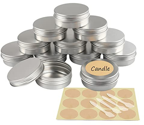 YANCAER 24 Stück 60ml - D68mm x H27mm Silber Aluminium Leer Döschen mit Schraubdeckel Runde Reise Blechdose Cremedose Tiegel Aludose für DIY Kerze, Creme, Kosmetik