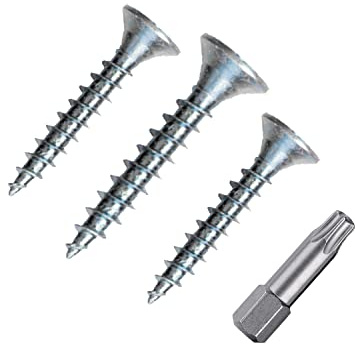 siwitec Spanplattenschrauben 500 Stück mit Vollgewinde, Senkkopf und Fräsrippen, Ø 5,0 x 50 mm, TORX - TX25, blau verzinkt, Holzschrauben inkl. Bit
