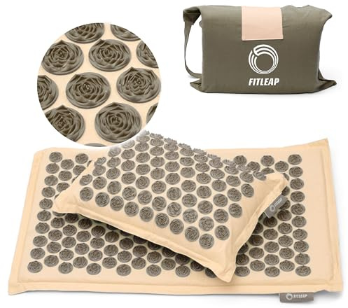 Fitleap Akupressurmatte mit Kissen und Tasche, mit über 7000 Druckpunkten | Massage Matte löst Verspannungen und stimuliert Reflexzonen, das Blütenmuster wirkt durchblutungsfördernd und vitalisierend