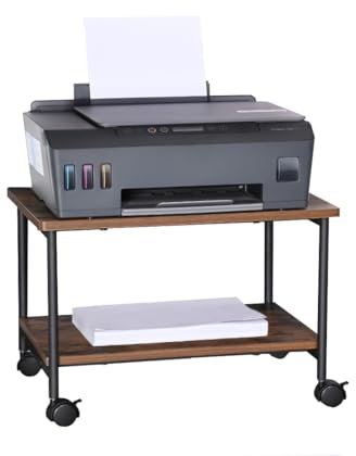 H JINHUI Druckertisch, Druckerwagen mit arretierbaren Rädern Druckerständer rollbar mit 2 Ebenen, Druckerständer mit Industriedesign, für Büro, Fax, Kopierer, Scanner 46.5 x 36.5 x 35 cm