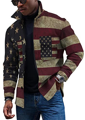 KONG JIMFAN Jacke Herren Pailletten Jacke Lederhemd Herren Übergangsjacke Herren Corsettop Imprägnierspray Jacke Herren Übergangsjacke Thermojacke Herren Vintage Hemd Dinnerjacket(Wine,XXL)
