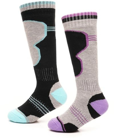 A2Z 4 Kids Premium Ragazzi Termico Sciare Calzini Per Inverno All'aperto Attività Pack - Socks AZ9611 Grey 2 Pack 11-14
