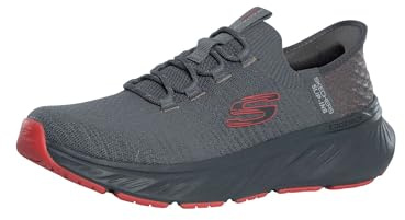 Skechers Edgeride Raygo - Sneaker da Uomo Senza Mani, Bordo Rosso Lavorato a Maglia Carbone, 45 EU