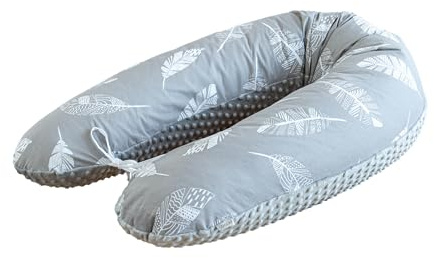 LOOLAY Coussin de Grossesse – Coussin d’Allaitement 170 cm – Coussin latéral 100% Coton – avec Housse en Minky Amovible – Coussin Ergonomique pour Dormir Pendant la Grossesse