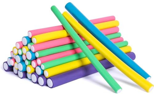 10 ferri arricciacapelli in gomma, ferro arricciacapelli senza calore, 14 mm x 240 mm (diametro x lunghezza), Bigodini Flessibili in Schiuma, per Creazione di Acconciature Fai da Te,Colore casuale
