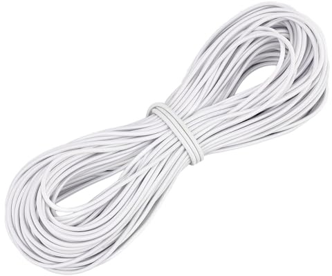 PH PandaHall Rund 3mm Elastische Kordel 30 Yards Bungee Shock Cord Elastische Schnur Weiches Weißes Elastisches Seilband Runde Schnur Polyesterschnüre Zum Nähen Basteln Camping Zurrgurte