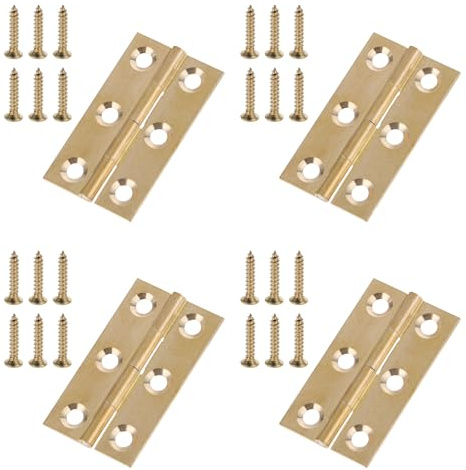 4 Stück Scharniere Klappbar Messing Scharniere 63×32mm Golden Türscharniere mit 24 Schrauben Klavierband Scharniere Klein Scharnier Türscharnier Faltstoß Scharniere für Schrankmöbel Schubladentür