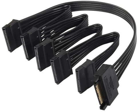 Swiixxer Répartiteur d'alimentation SATA 15 Broches 1 à 5 Disque Dur HDD SSD Câble d'alimentation Cordon Câble D'Extension Câble D'Extension de Disque Dur