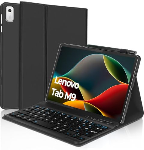 FOGARI Clavier pour Lenovo Tab M9 9'' 2023 | AZERTY Français Bluetooth sans Fil, Intelligent Housse Clavier pour Lenovo Tab M9 TB-310FU - Noir