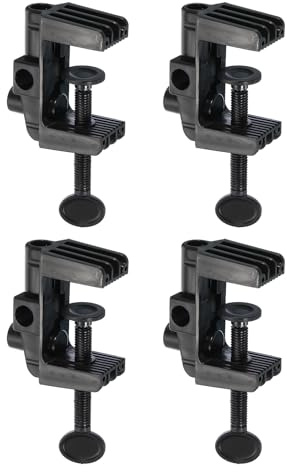 PATIKIL 0.51 Hole Dia. Desk Clamp, 4 Pcs Plastic Adjustable Universal C-Clamp Base for Microphone Mic Arm Table Lamp Gooseneck Mount Holder, Black