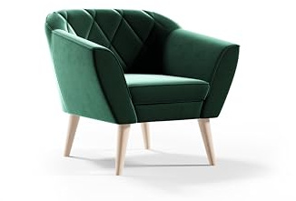 Sofello Gloria aus Samt Sessel für Wohnzimmer moderner Sessel mit Holzbeinen (Riviera 38 - grün)