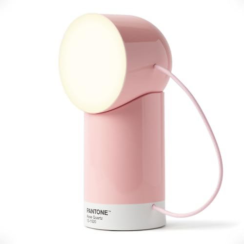 Lexon ORBE Wiederaufladbare LED Tischlampe Kabellos mit magnetischem und drehbarem abnehmbaren Kopf für Nachttisch, Büro oder Terrasse, Rosenquarz