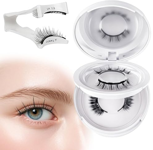 AWAVM 2 Pares de Pestañas Magnéticas Reutilizables, sin Pegamento, Caja de Almacenamiento con Espejo, Aspecto Natural, Fácil de Usar y Desmontar, Adecuada para Gimnasios, Viajes, Días Naturales