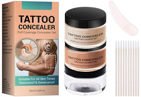 Tattoo Cover Up Makeup - Body Coverage Perfector Waterproof - Tattoo Concealer Full Coverage - Natural Body Concealer with 2 Colors