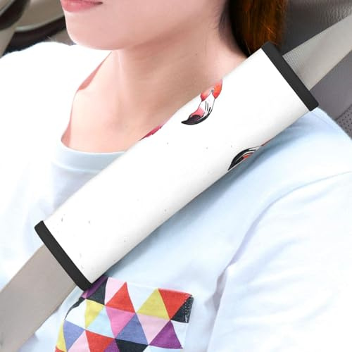 QMNSEHF 2 cuscinetti universali per cinture di sicurezza auto, copertura per cintura di sicurezza con fenicotteri ad acquerello, imbottiture per cinture di sicurezza, accessori interni auto