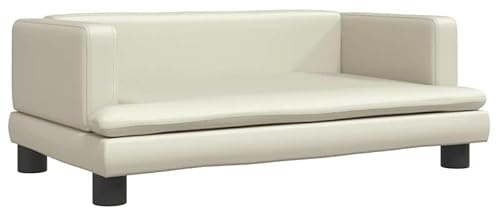 Kindersofa Creme 80x45x30 cm aus Kunstleder – Robustes Kiefernholz & Kunststoff – Perfekt für Kinderzimmer & Spielzimmer – Leicht zu reinigen & langlebig