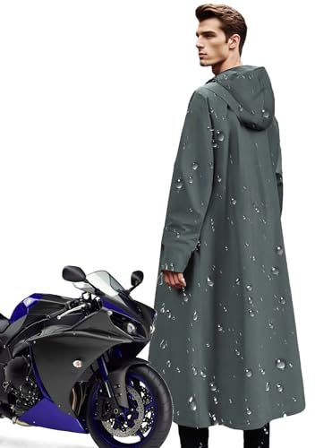 ETUCYNG Lång regnrock – lång regnponcho för män | andningsbar packvindjacka lätt trenchcoat utomhuskläder unisex vuxna, Turkos, XL