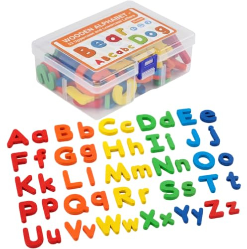 Zerodeko Holzbuchstaben Set 52 Teile Alphabet Lernen Montessori Lernspielzeug für Kinder ABC Puzzle Blöcke mit Groß- und Kleinbuchstaben Pädagogisches Holzspielzeug für Vorschule und Grundschule Bunt