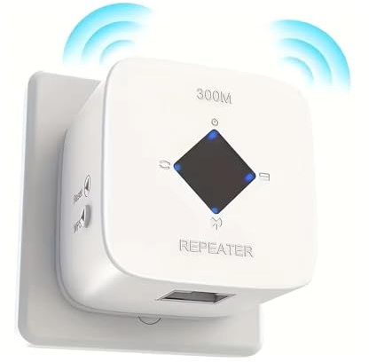 Repetidor WiFi, Amplificador de Red Inalámbrico 300 Mbps, con Botón WPS, Plug and Play, LED Indicador de Señal