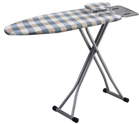 Planche a Repasser Extra Large 6 Hauteurs Réglables avec Repose-Fer, Table a Repasser Pliable a Poser avec Support à Manches pour Une Utilisation en Buanderie à Domicile