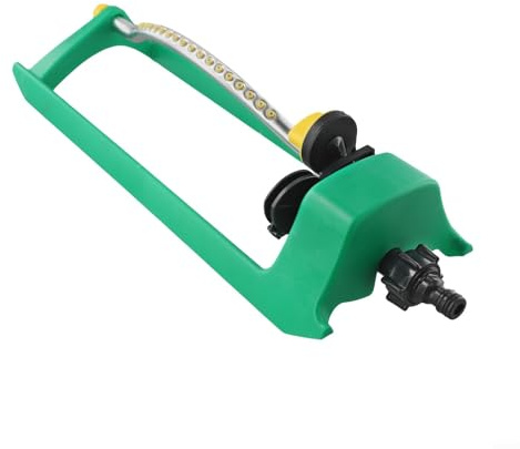Bulevisiter 18 irrigatori oscillanti per prati esterni, sistema di irrigazione da giardino, portata regolabile 8-15 m, per una lunga durata, struttura in alluminio PP ABS con strumento di pulizia