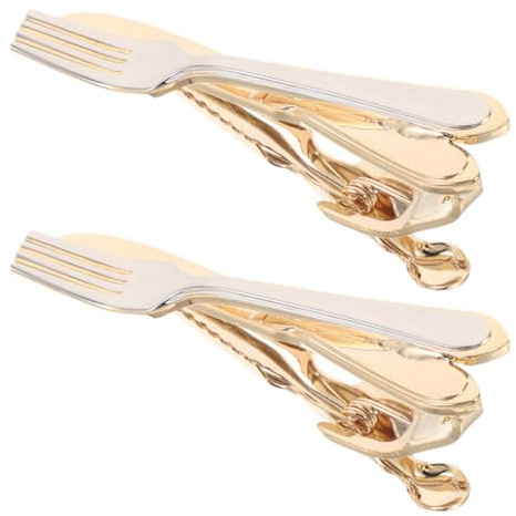 BESPORTBLE 2pcs Unique Cutlery Shape Tie Clips for Men Copper Vintage Tie Bars with Strong Grip Secure Hold for Business Wedding and Formal Occasions Stylish and Minimalist Accessories
