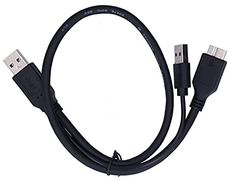 Aumotop Black Power Data Cable USB-A to USB 2.0 Micro B Y Type Male to Male Cable for Mobile Hard Disk High-fidelity Design Data with Power Supply for General Purpose Hard Disk