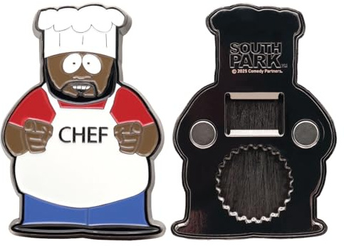 South Park Chef Apribottiglie – Apribottiglie magnetico ufficiale in metallo con Chef (Jerome McElroy), 90 × 62 mm