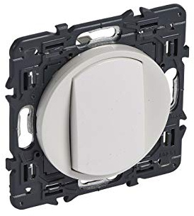 bouton poussoir legrand céliane avec support et enjoliveur blanc