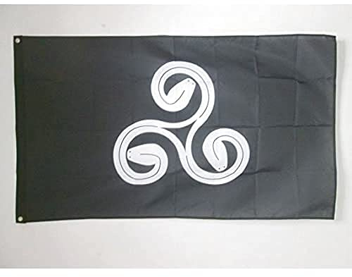 AZ FLAG Drapeau Bretagne Triskell Triserpent 150x90 cm 2 Œillets | Usage intérieur et extérieur Drapeau décoratif breton coutures doubles et bords renforcés avec œillets métalliques