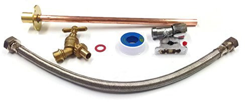 Garden Tap Kit Through Wall, Self Cutting With Flexible Braided Hose Connector