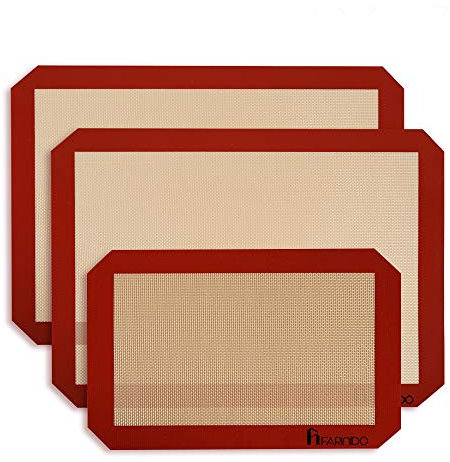 Alfombrilla de silicona para hornear, reutilizable, antiadherente, juego de hojas para galletas, macarrones, pasteles, paquete de 3