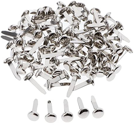 50/100 Musterbeutelklammern aus aus Musterklammern Papierverschlüsse Mini Brads , 100er Silber runder Kopf