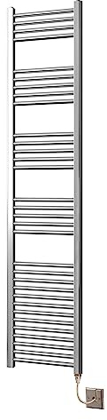 Greened House Extra High Heat Output Chrome Electric Flat Towel Rail 400 x 1800mm Bathroom Radiator Heater Up to 26% More Heat Output