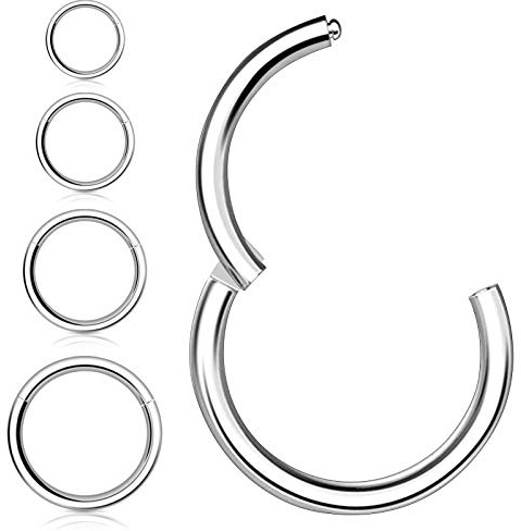 4 St Näsringar Hoop Örhängen,Kucheed 316L Kirurgiskt stål Septumring Helix Brosk Näsa Läppringar Kroppspiercing Smycken,18G-16G 6/8/10/12mm Rook Örhängen för kvinnor Män