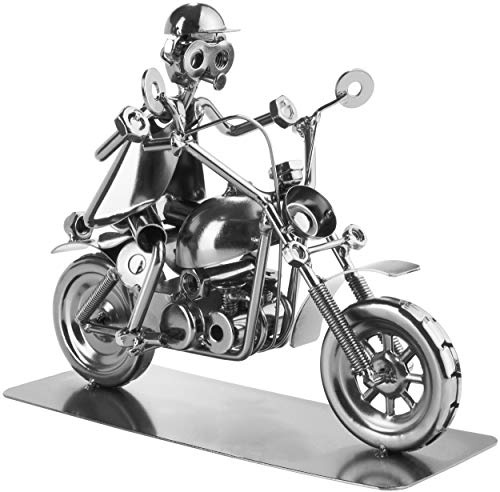 Brubaker Schraubenmännchen Motorradfahrer - Handarbeit Eisenfigur | Metallmännchen - Metallfigur Geschenk für Motorrad Fans