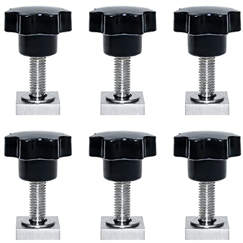 QIQN T-Nut Adapter T-Slot Set T Track Adapter Bolts M8x30mm T Track Adaptor Stainless Steel Roof Rack Bolts with Star Shape Head Thread Knob 6Pcs Kit 20 x 20 mm