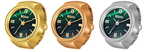 Ringuhr Avaner Fingeruhr mit rundes Farbzifferblatt Einfach Rund Fingerring Uhr Analog Quarz Elastisch Ring Uhr Uhrenring für Herren Damen