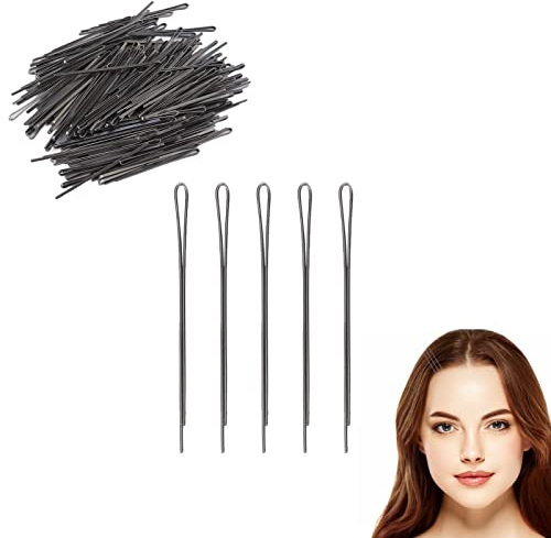 Sonew Haarnadeln, Schwarze Brötchen Haarnadeln Clips, Wiederverwendbare Legierung Verhindern Rutschen Tragbare Schwarze Frauen Mädchen Flache Haarspangen für das Styling von Make-up