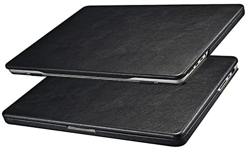 ICARER Hülle für MacBook Pro 16 2024-2021 M4 M3 M2 M1 Pro/Max A3403 A3186 A2991 A2780 A2485 Lederhülle Ultra Slim Leder Tasche Schutzhülle Leder Hülle Case Cover für MacBook Pro 16 2024-2021-Schwarz