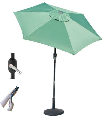 GardenKraft 2m Outdoor Garden Parasols/Tilt & Crank Mechanism / 6 Steel Ribs/UV 30 Protection/Durable Polyester Material (Dark Green)