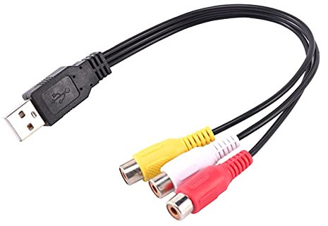 CURTT 1Pc USB Mâle Branchez À 3 RCA Adaptateur Femelle Audio Vidéo AV Une/V Câble USB À RCA Câble pour HDTV TV Télévision Câble