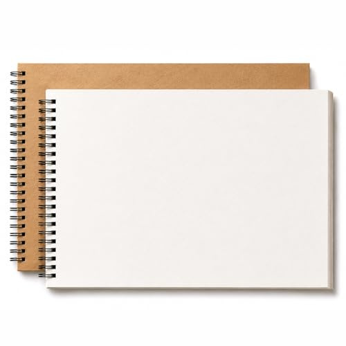 A4 Sketchbook 2 Pack, 200 Pages / 100 Sheets Total, Twin-Wire Spiral Bound Sketch Pads with Sturdy Backing Board, Fine-Textured Acid-Free Paper for Pencil Drawing, Charcoal, Sketching & Art Practice