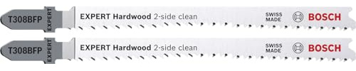 Bosch 2x Stichsägeblatt Expert ‘Hardwood 2-Side Clean’ T 308 BFP (für Küchenarbeitsplatte, Kunststoffbeschichtete Platten, Länge 117 mm, Professional Zubehör Stichsäge)
