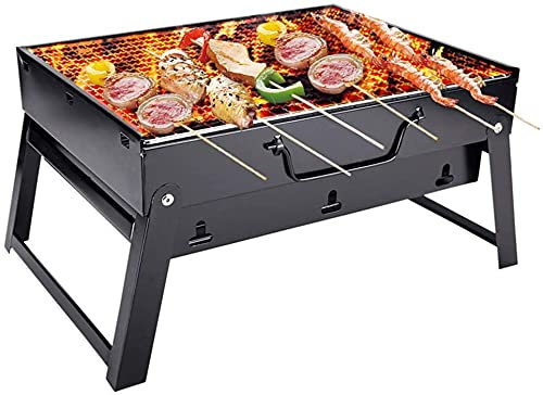 Parrilla eléctrica Parrilla de la barbacoa cubierta al aire libre, plegable portátil Charcoal Barbacoa de la parrilla Cesta de la parrilla Tablero de acero inoxidable al aire libre Smoker BBQ para pic