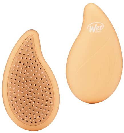 WetBrush Go Green Palm Detangler with Ultra Soft Intelliflex Bristles to Gently Separate Knots With Ease, Unique Shape for Comfort Palm Fit, Infused with Coconut Oil for Soft Hair, Orange