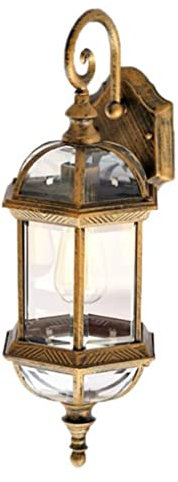 SXYSXYSXY Vintage Europäischen Außenleuchte Europäischen Wasserdicht Außen-Wandleuchte Wandlampe Aluminium Glas Wand-Außenleuchte E27 für Gartenpavillon Flur Veranden Eingänge,Messing